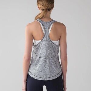 Lululemon  l Long Distance Tank l Sheer Luon Pebble Jacquard White/Black